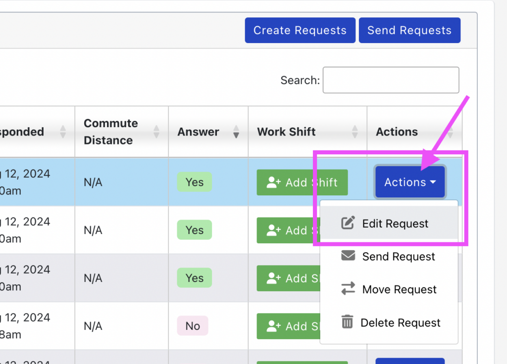 How to edit an availability request.